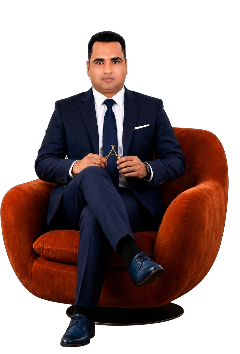 Abdullah, seated in a velvet armchair